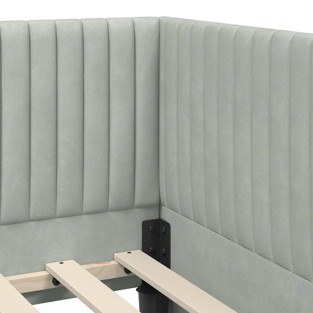 Kutni okvir kreveta Svijetlo siva 90 cm x 200 cm Baršun