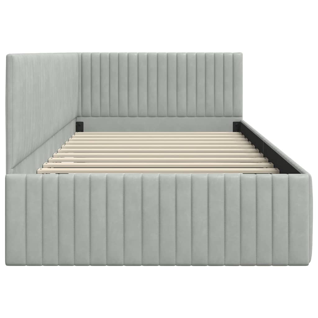 Kutni okvir kreveta Svijetlo siva 90 cm x 200 cm Baršun