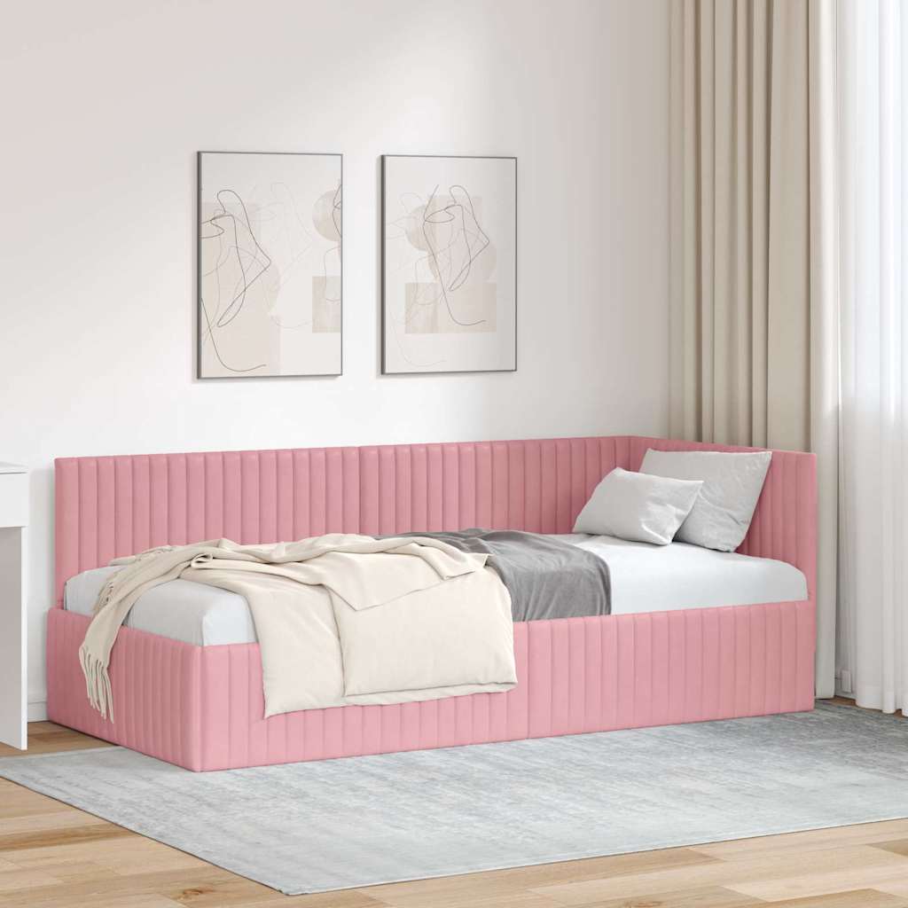 Kutni okvir kreveta Ružičasta 90 cm x 200 cm Baršun