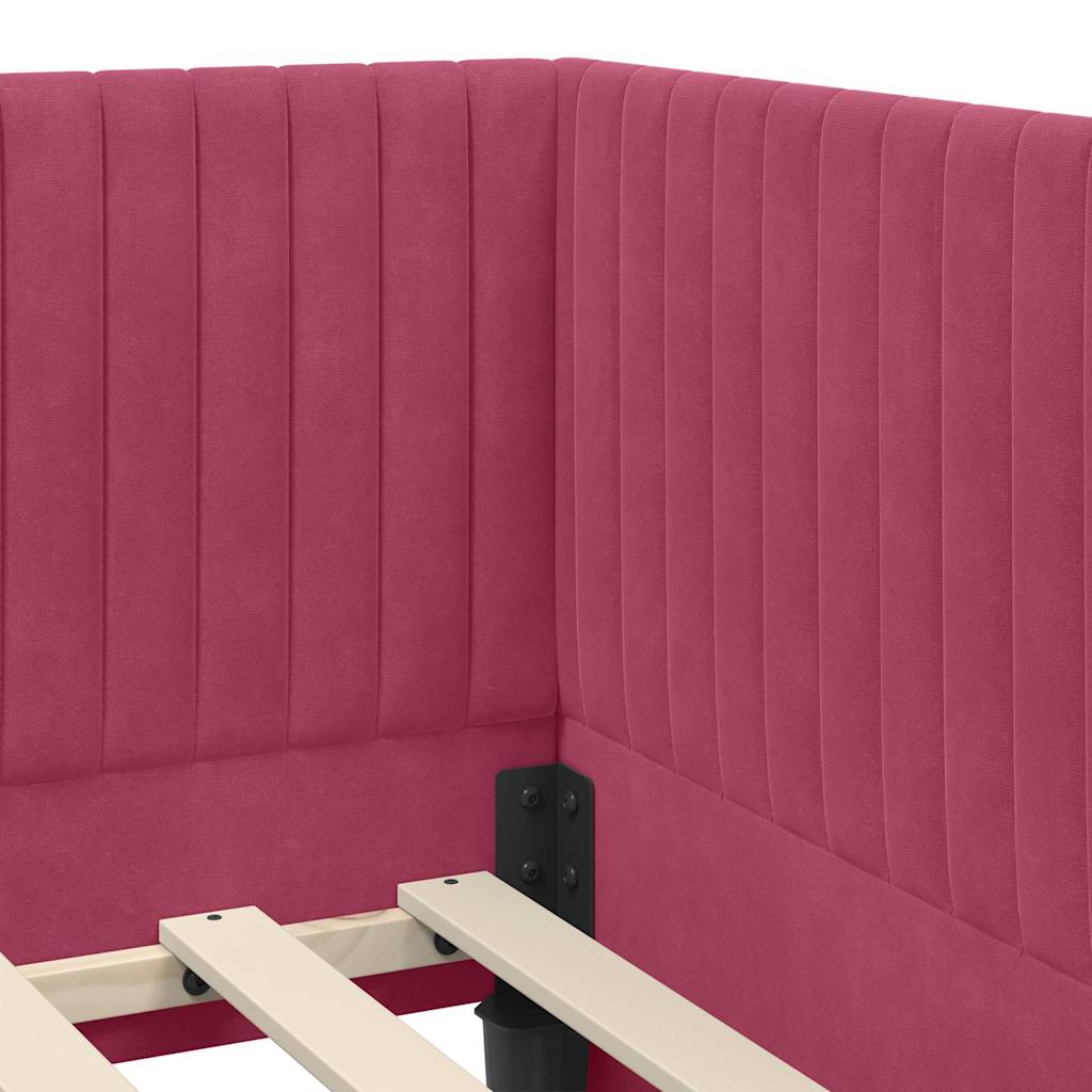 Kutni okvir kreveta Vinska crvena 90 cm x 200 cm Baršun