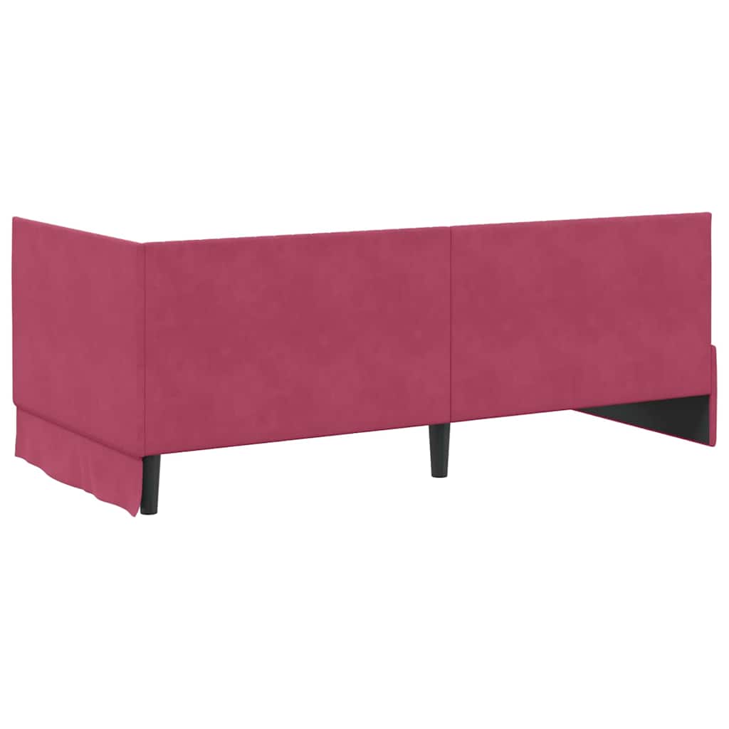 Kutni okvir kreveta Vinska crvena 90 cm x 200 cm Baršun