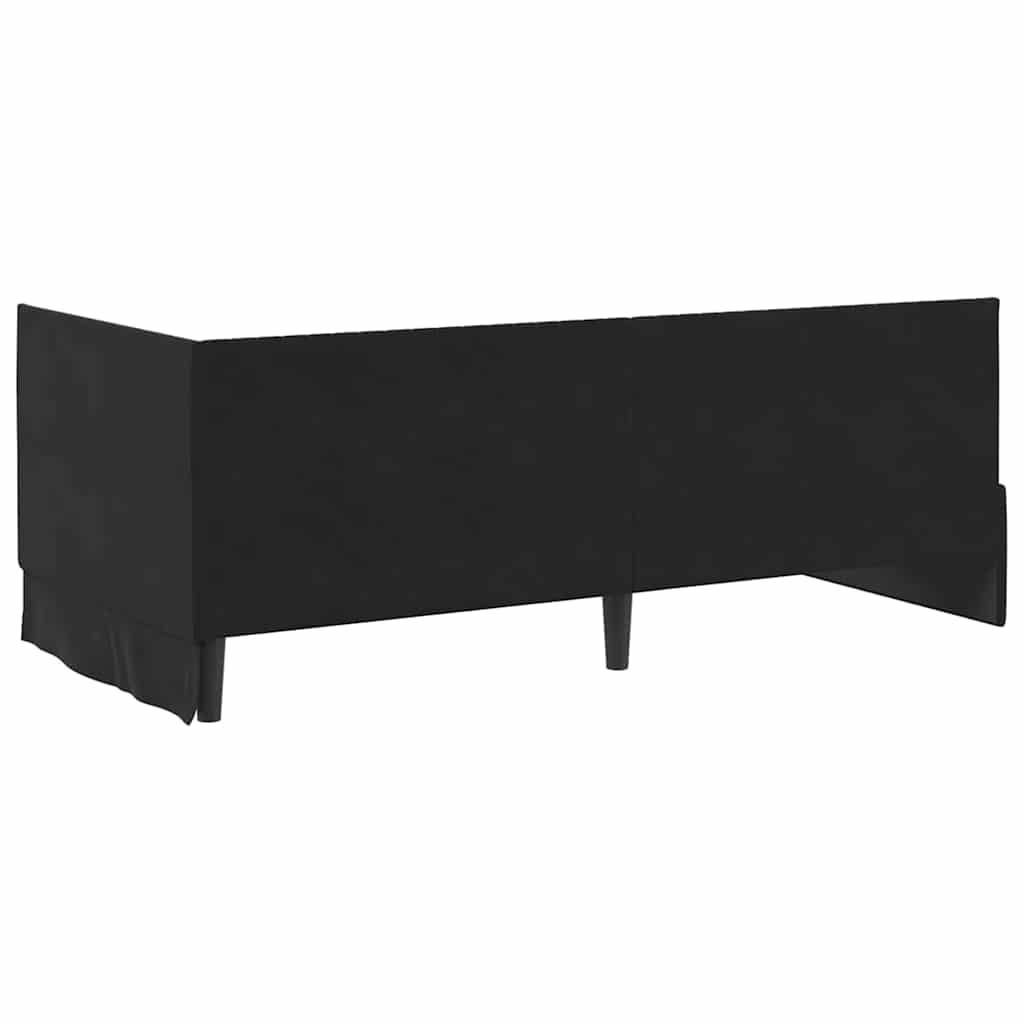 Kutni okvir kreveta s uzglavljem Crna 90 cm x 200 cm Baršun