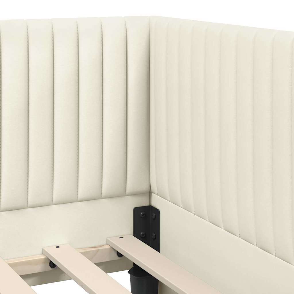 Kutni okvir kreveta s uzglavljem Krema 90 cm x 200 cm Baršun