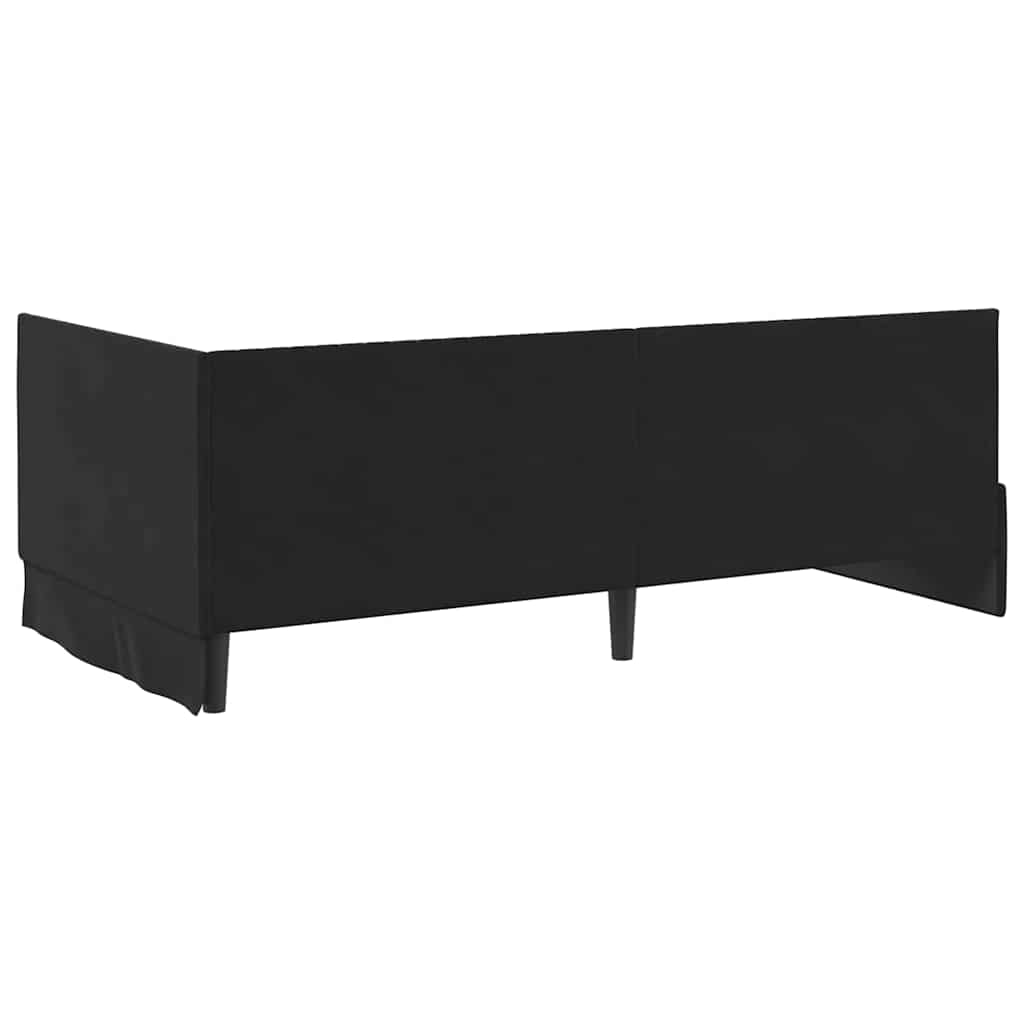Kutni okvir kreveta s uzglavljem Crna 100 cm x 200 cm Baršun