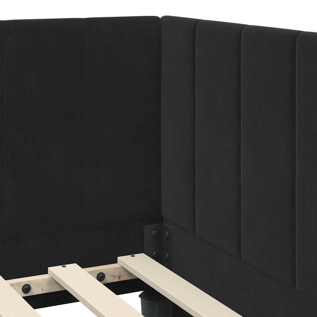 Kutni okvir kreveta s uzglavljem Crna 80 cm x 200 cm Baršun