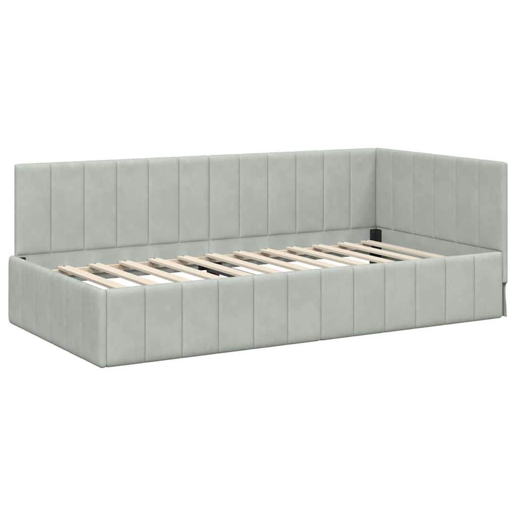 Kutni okvir kreveta Svijetlo siva 90 cm x 200 cm Baršun