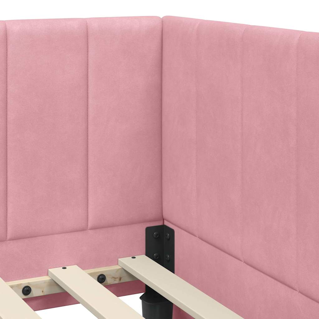 Kutni okvir kreveta Ružičasta 90 cm x 200 cm Baršun