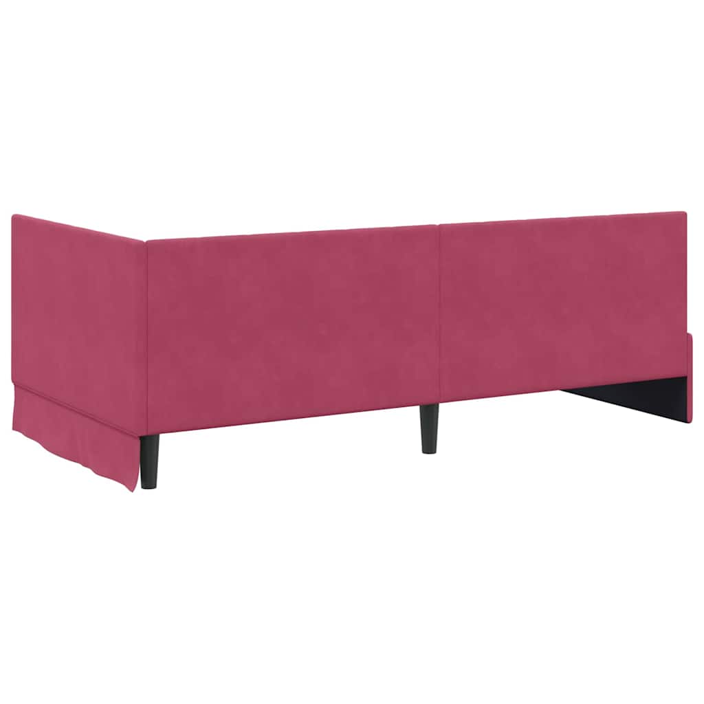 Kutni okvir kreveta Vinska crvena 90 cm x 200 cm Baršun