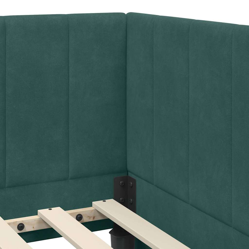 Kutni okvir kreveta Tamnozelena 100 cm x 200 cm Baršun