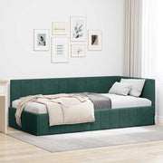 Kutni okvir kreveta Tamnozelena 100 cm x 200 cm Baršun