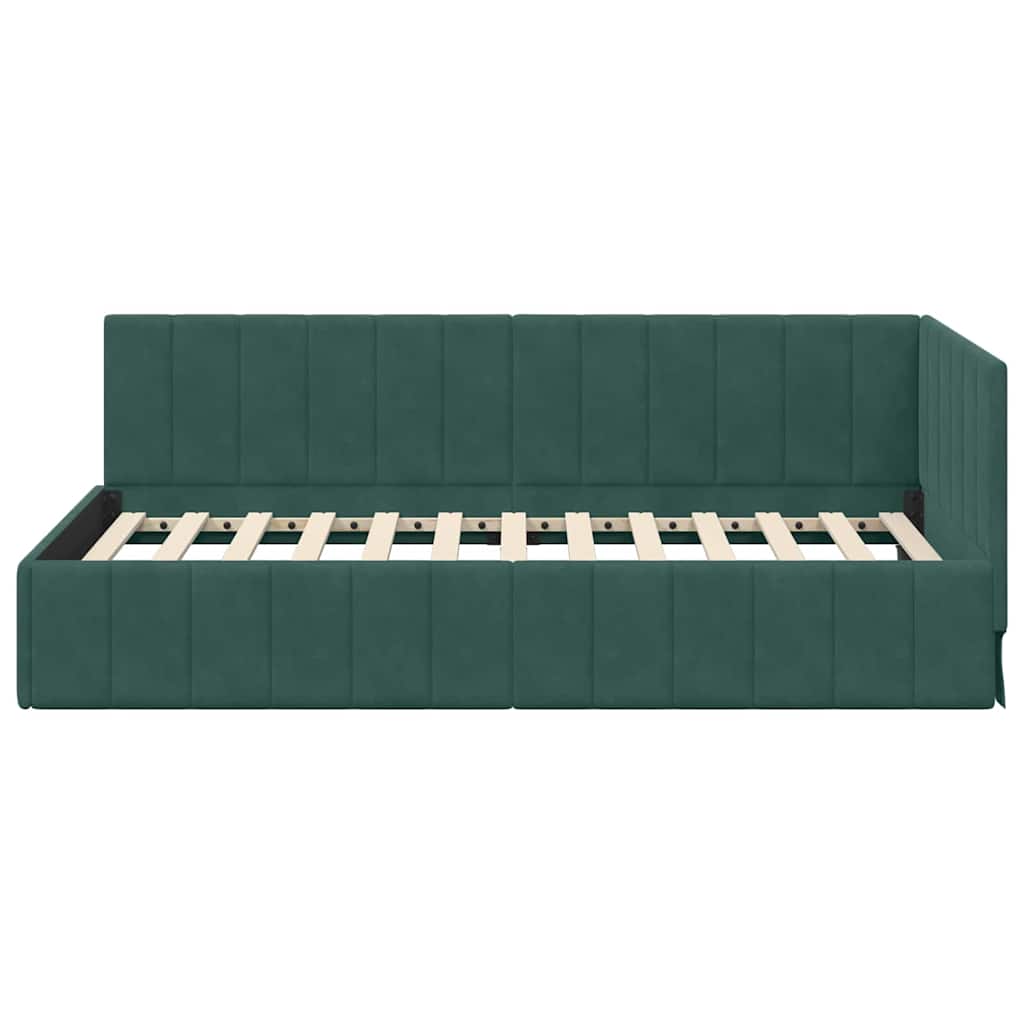 Kutni okvir kreveta Tamnozelena 100 cm x 200 cm Baršun