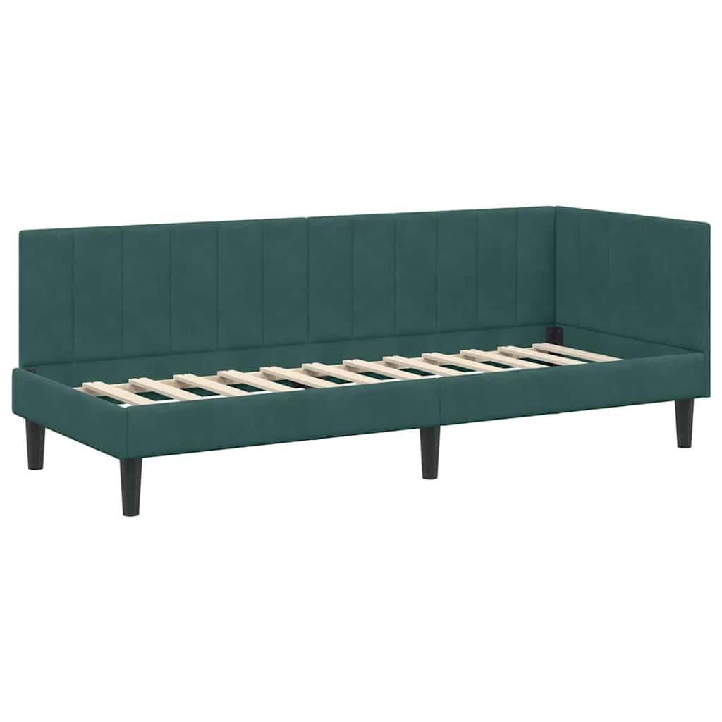Kutni okvir kreveta Tamnozelena 80 cm x 200 cm Baršun