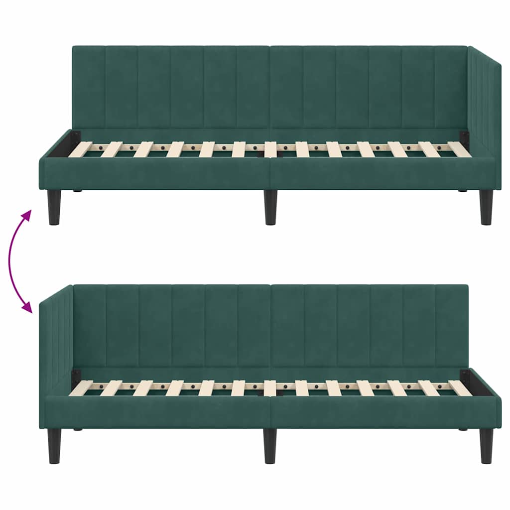 Kutni okvir kreveta Tamnozelena 80 cm x 200 cm Baršun