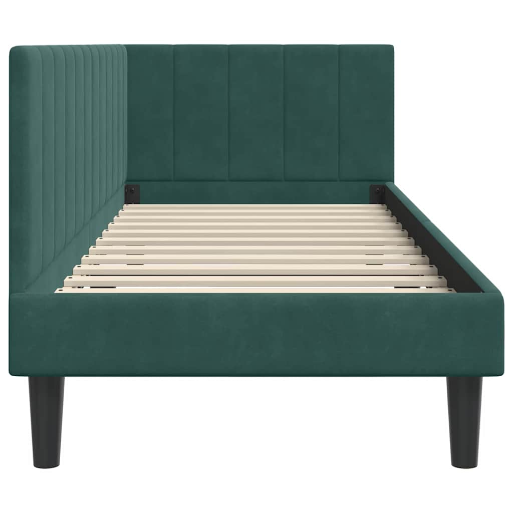 Kutni okvir kreveta Tamnozelena 80 cm x 200 cm Baršun