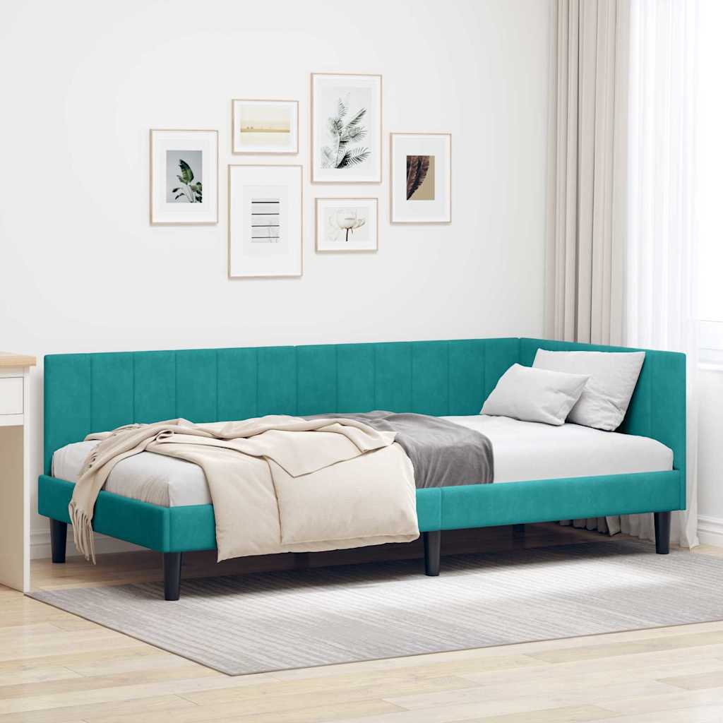 Kutni okvir kreveta Tirkizna 100 cm x 200 cm Baršun