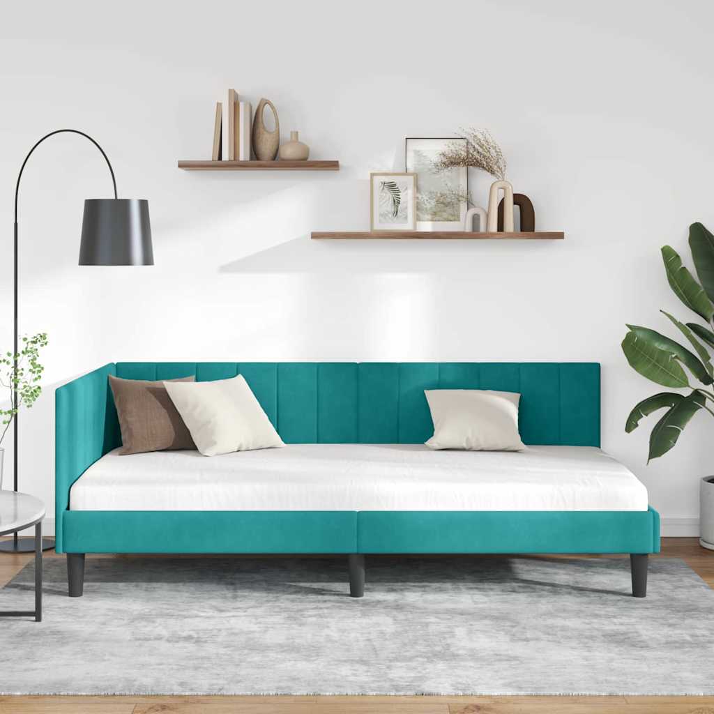 Kutni okvir kreveta Tirkizna 100 cm x 200 cm Baršun
