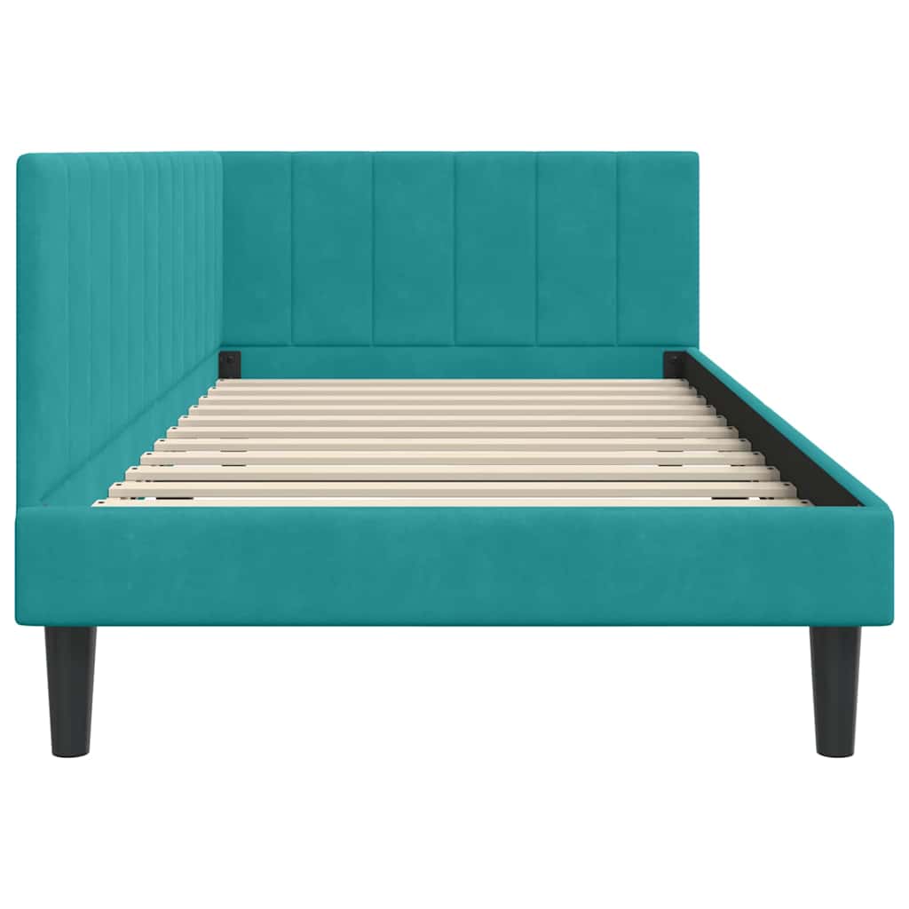 Kutni okvir kreveta Tirkizna 100 cm x 200 cm Baršun