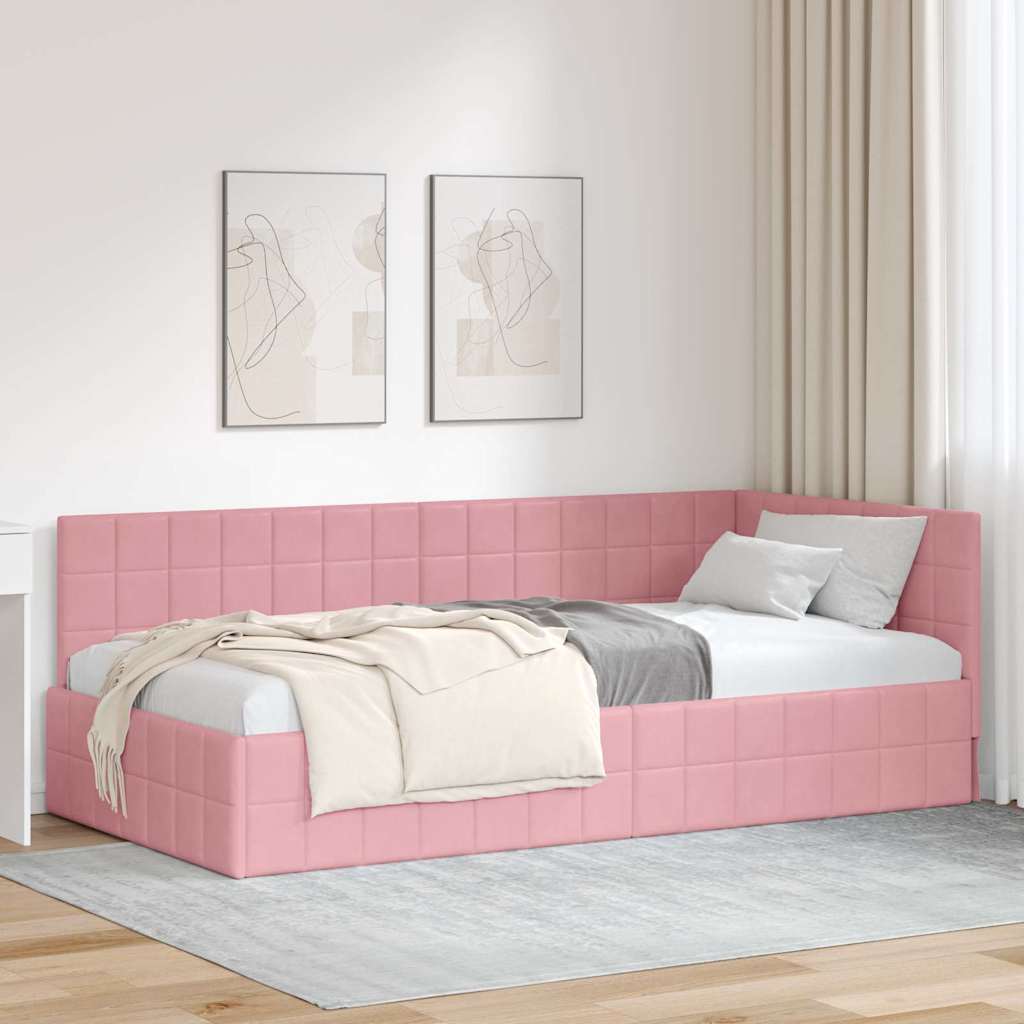 Kutni okvir kreveta Ružičasta 90 cm x 190 cm Baršun