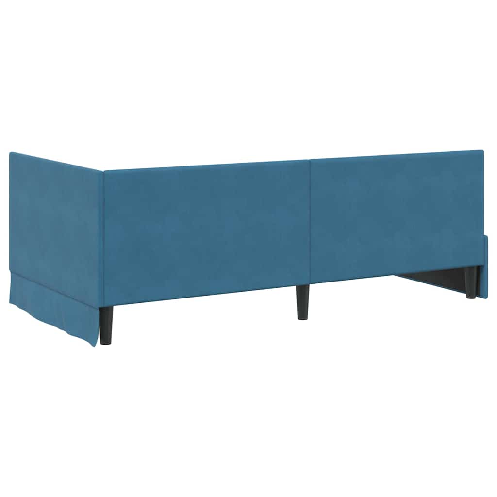 Kutni okvir kreveta s uzglavljem Plava 100 cm x 200 cm Baršun