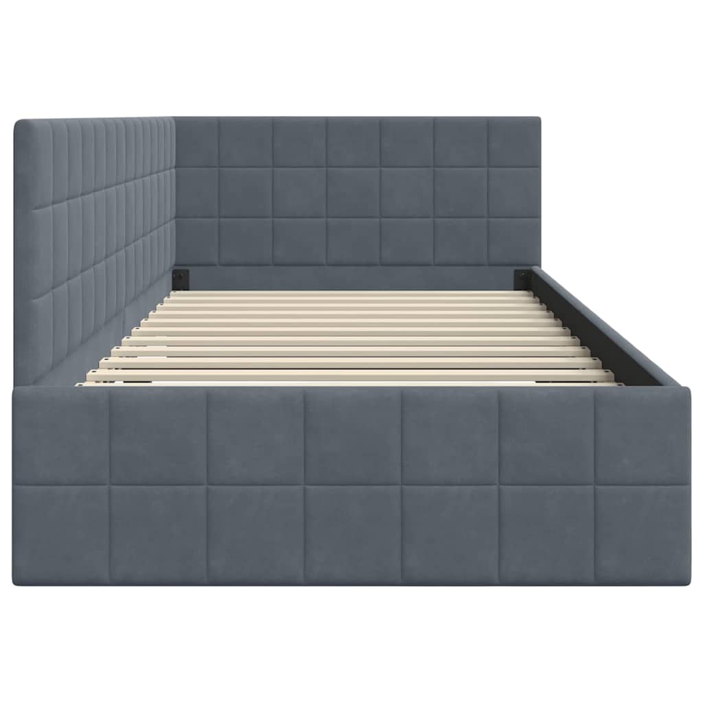 Kutni okvir kreveta Tamno siva 100 cm x 200 cm Baršun