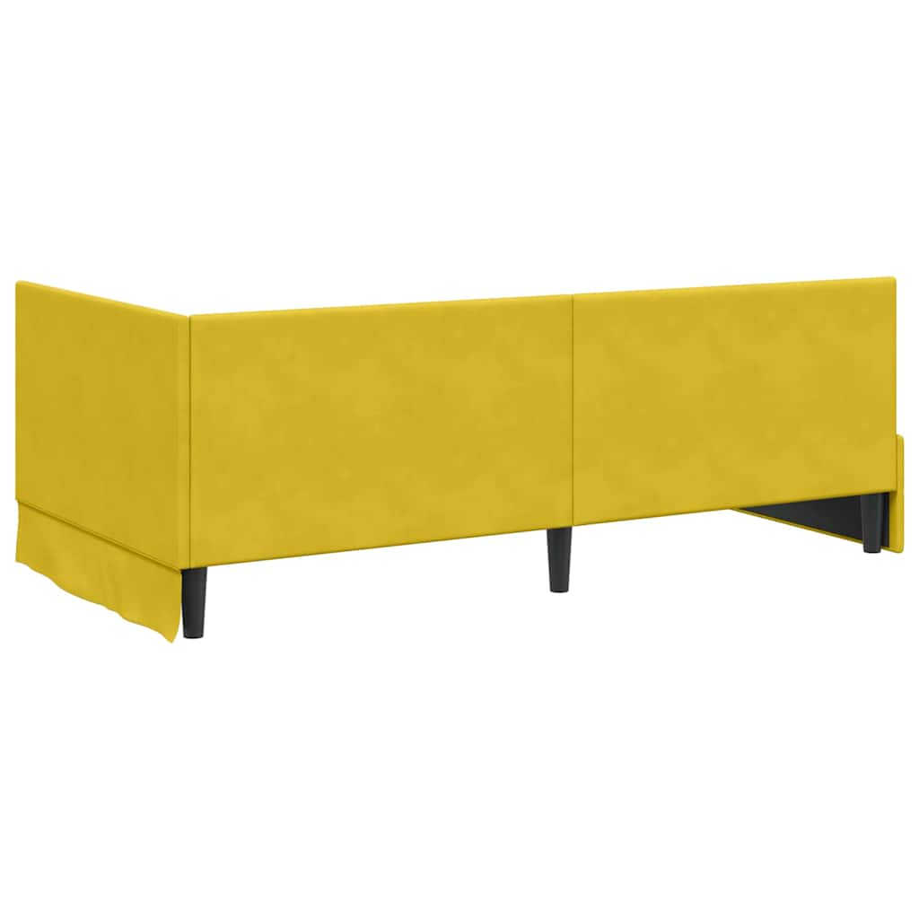 Kutni okvir kreveta s uzglavljem Žuta 100 cm x 200 cm Baršun