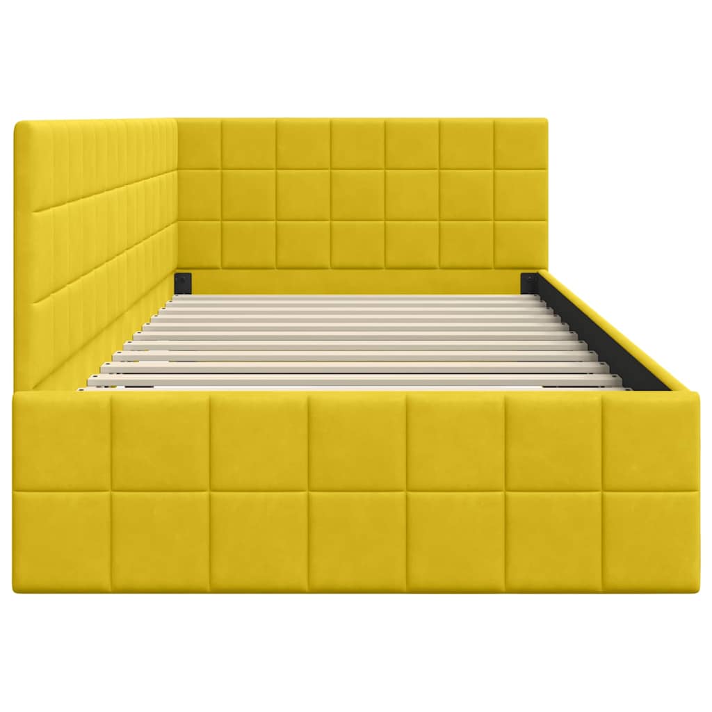 Kutni okvir kreveta s uzglavljem Žuta 100 cm x 200 cm Baršun