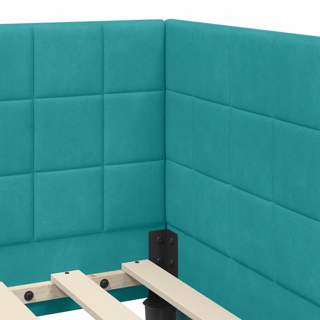 Kutni okvir kreveta Tirkizna 100 cm x 200 cm Baršun