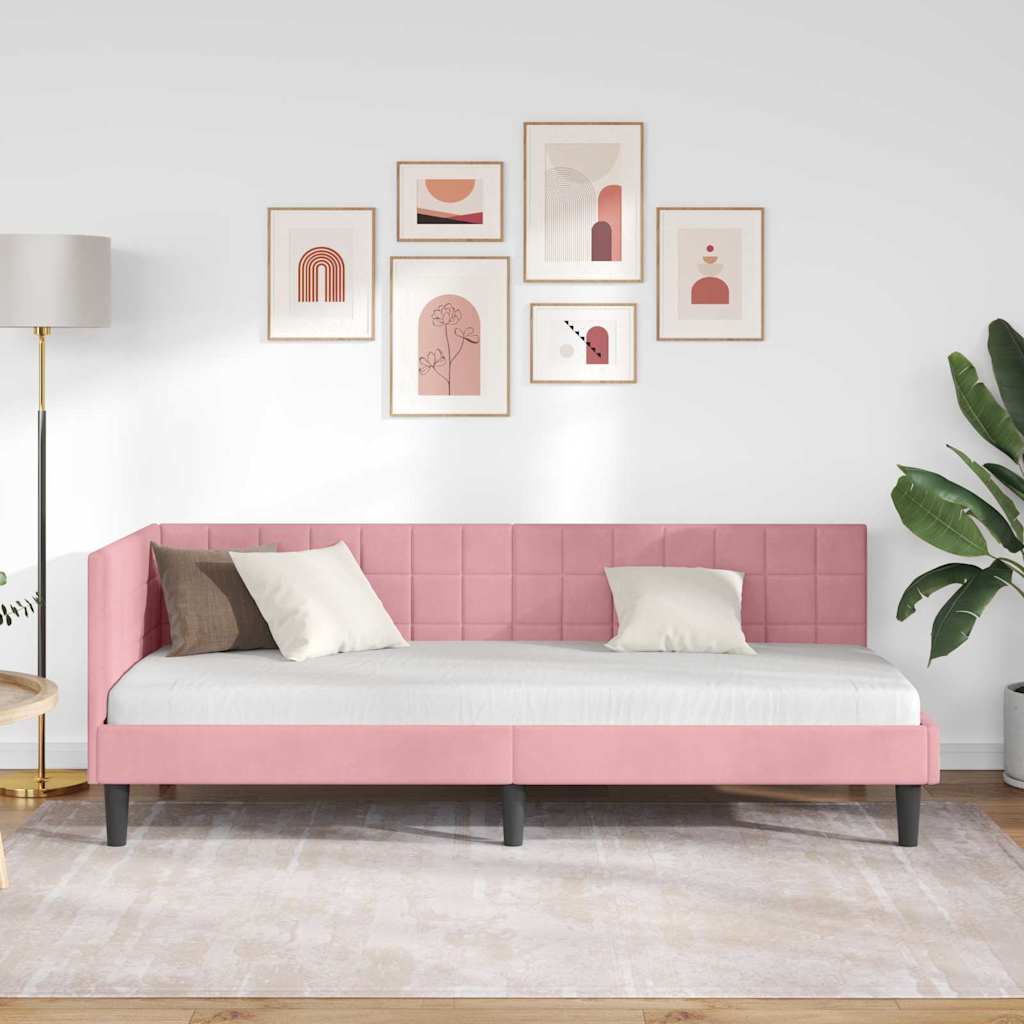 Kutni okvir kreveta Ružičasta 80 cm x 200 cm Baršun