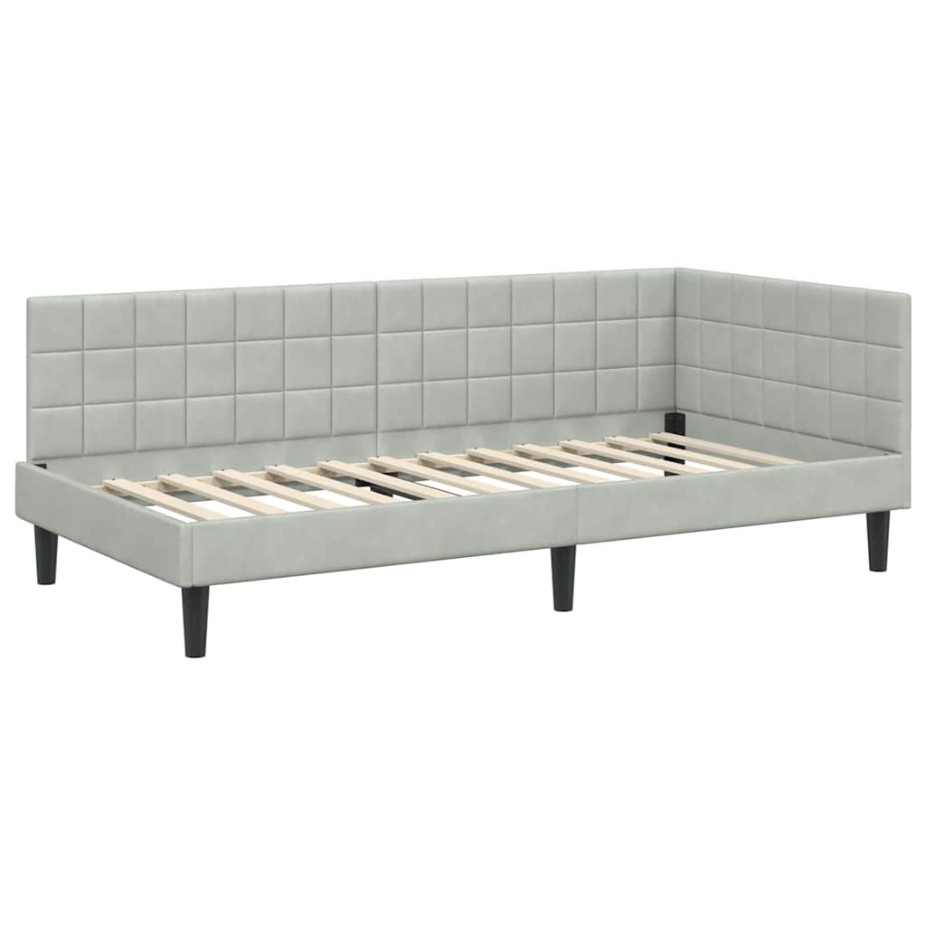 Kutni okvir kreveta Svijetlo siva 90 cm x 200 cm Baršun