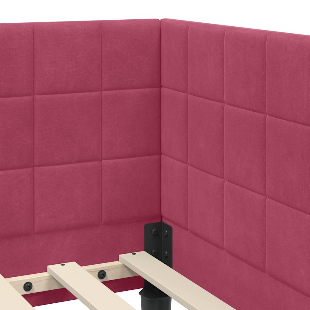 Kutni okvir kreveta Vinska crvena 90 cm x 200 cm Baršun