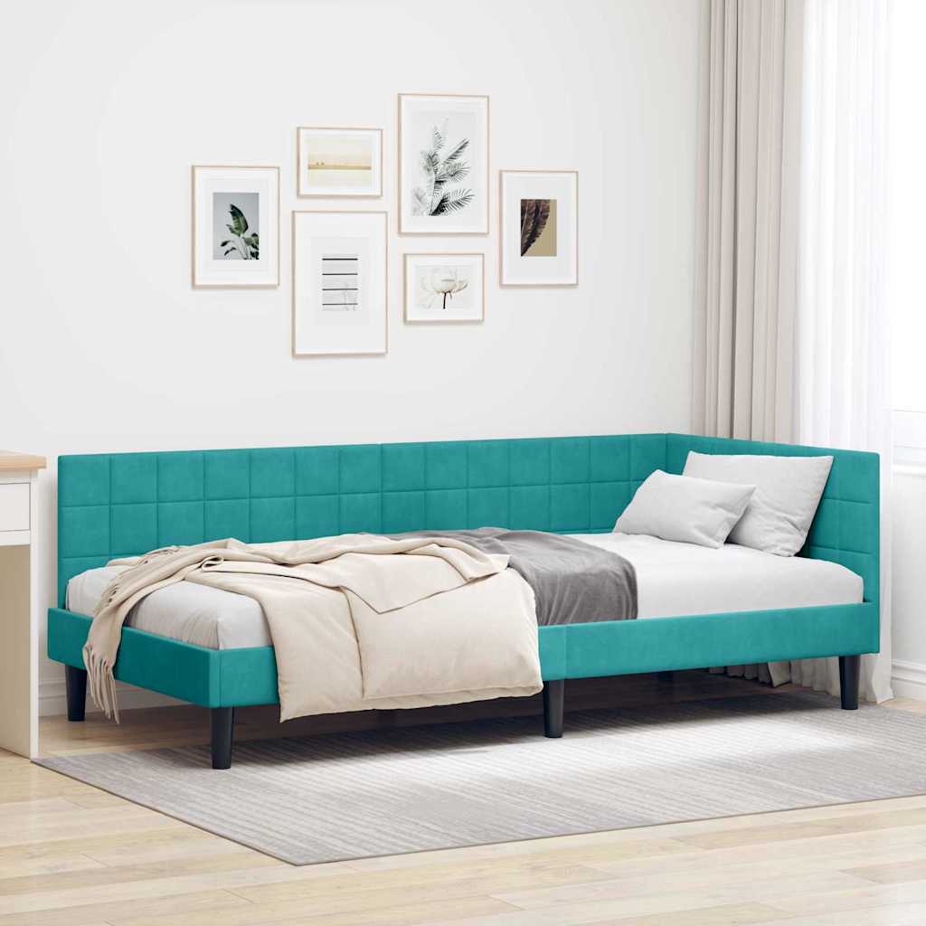 Kutni okvir kreveta Tirkizna 100 cm x 200 cm Baršun
