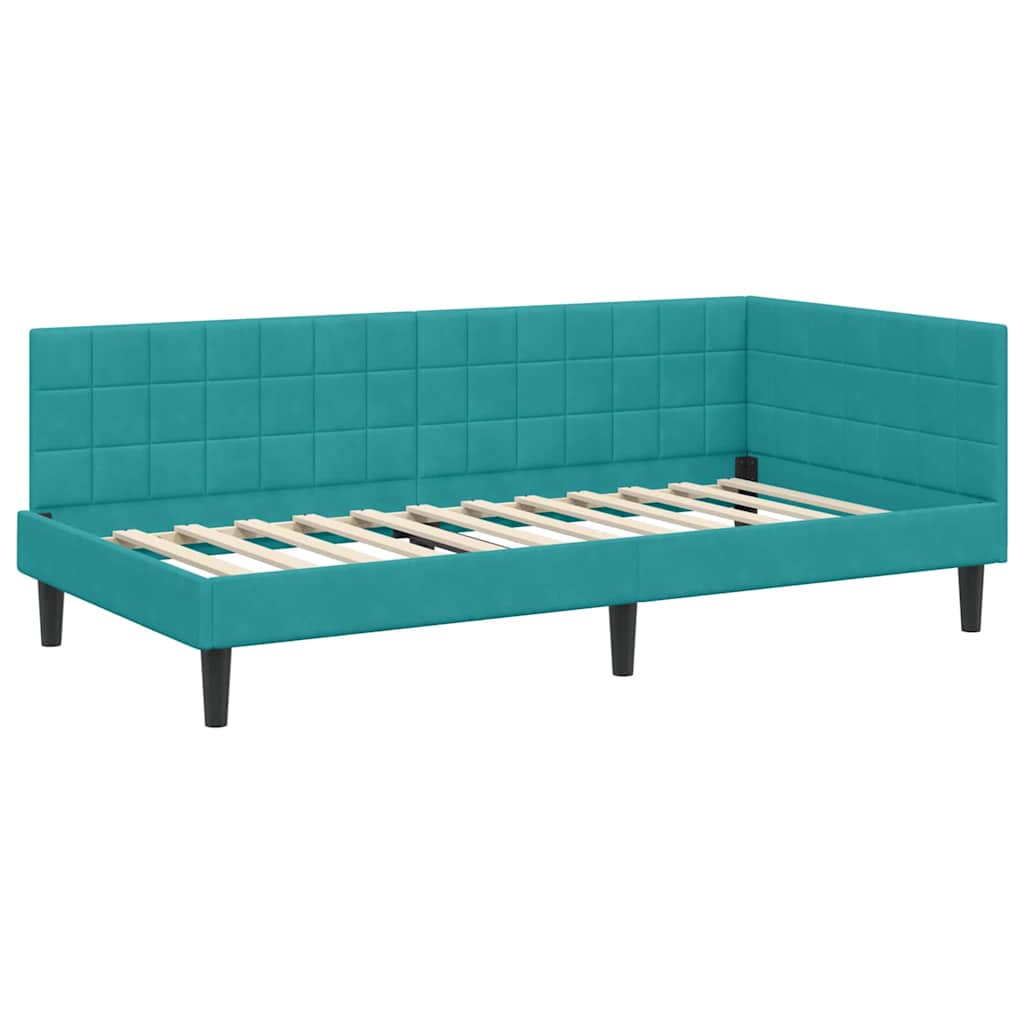 Kutni okvir kreveta Tirkizna 100 cm x 200 cm Baršun
