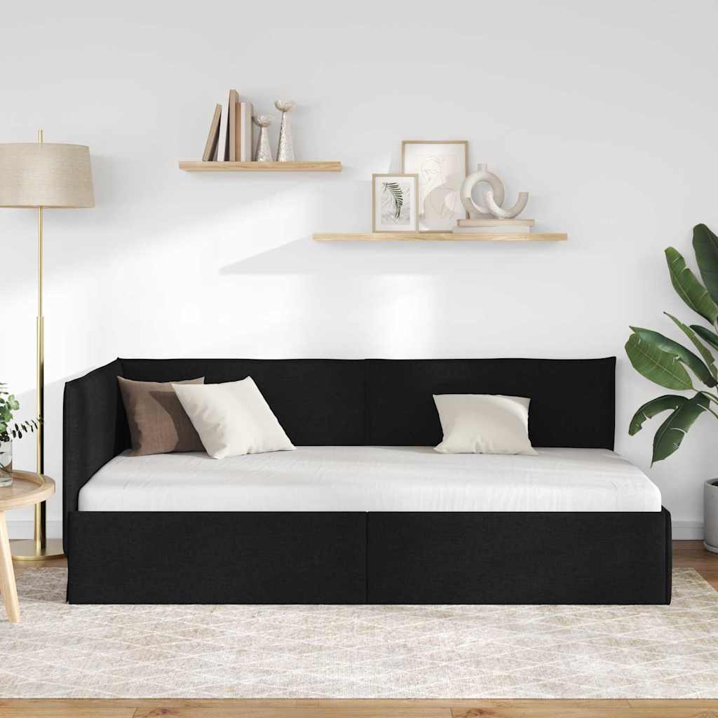 Kutni okvir kreveta s uzglavljem Crna 80 x 200 cm tkanina