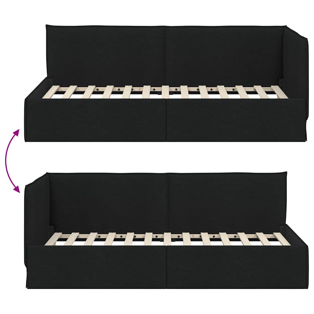 Kutni okvir kreveta s uzglavljem Crna 80 x 200 cm tkanina