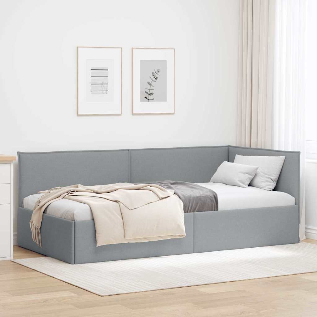 Kutni okvir kreveta Svijetlo siva 100 x 200 cm tkanina