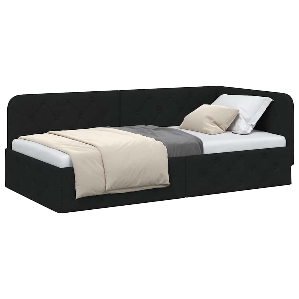Kutni okvir kreveta Crna 90 x 190 cm tkanina
