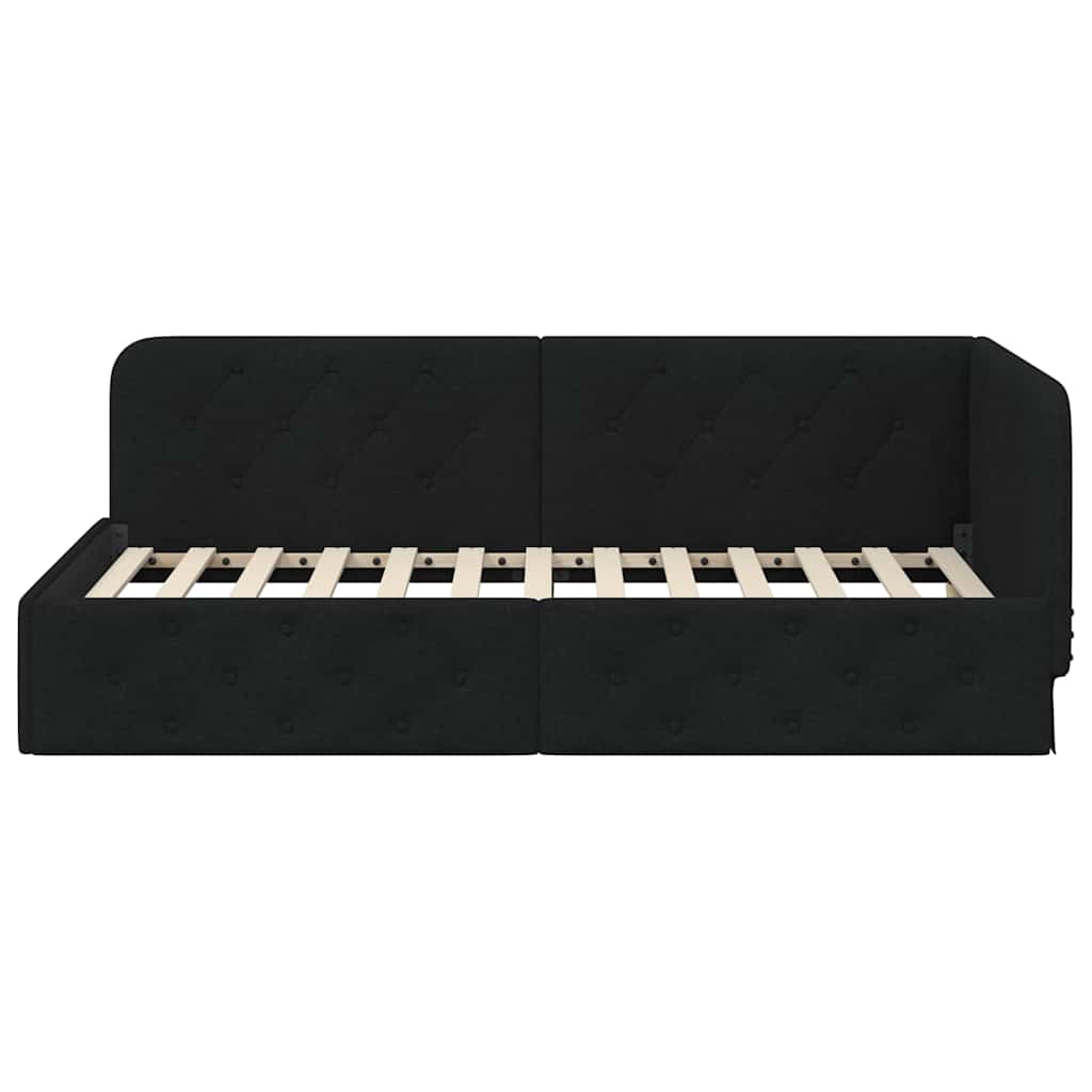Kutni okvir kreveta Crna 90 x 200 cm tkanina