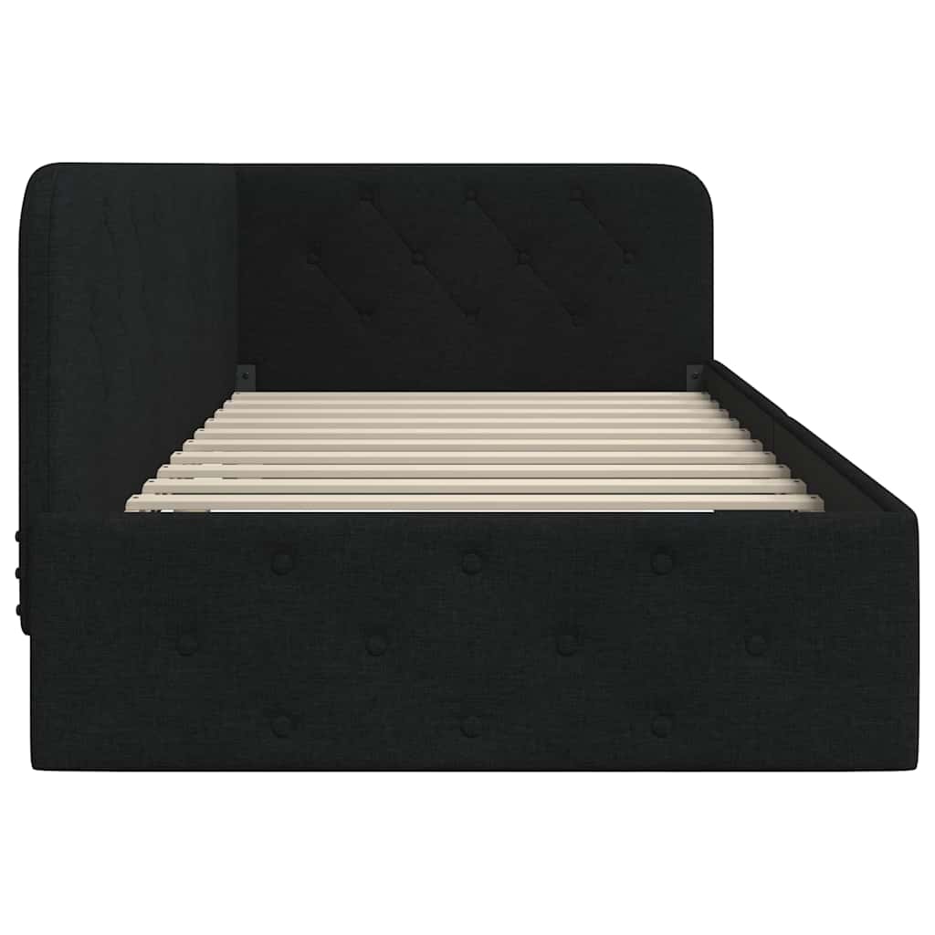 Kutni okvir kreveta Crna 90 x 200 cm tkanina