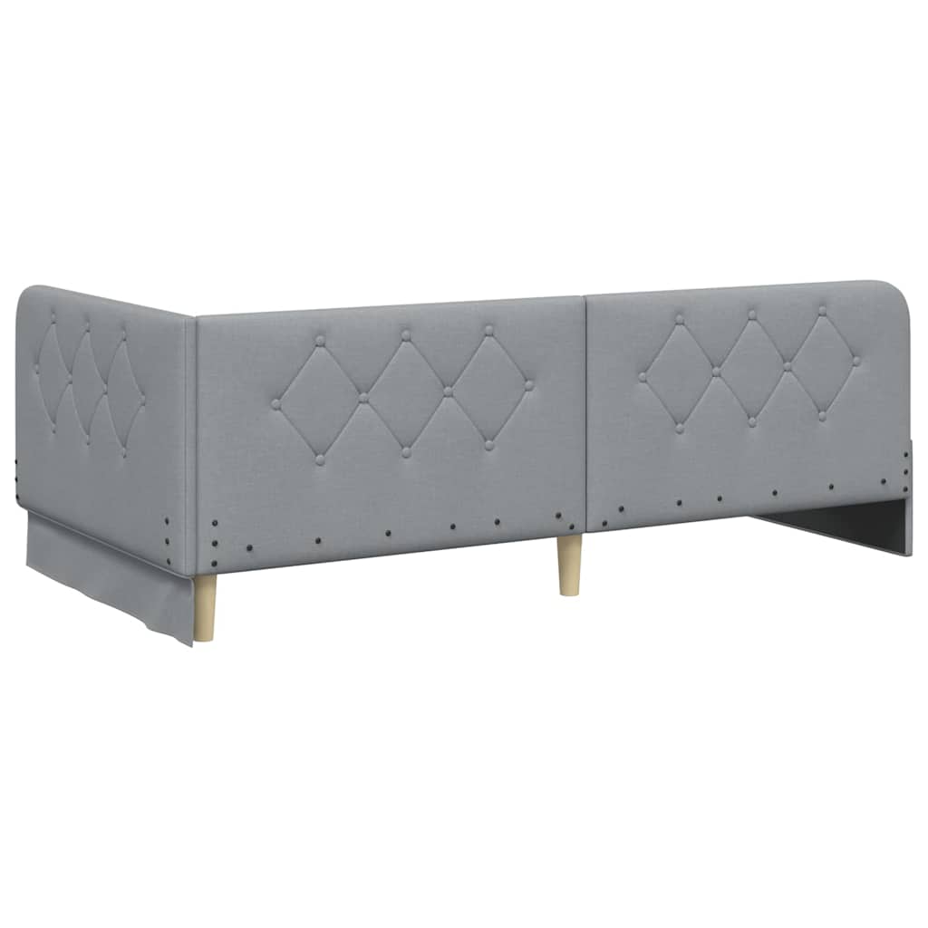Kutni okvir kreveta Svijetlo siva 100 x 200 cm tkanina