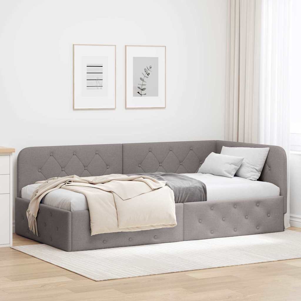 Kutni okvir kreveta Sivo-smeđa 100 x 200 cm tkanina