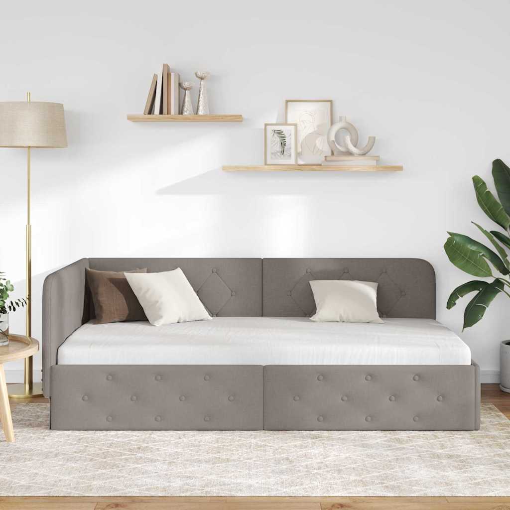Kutni okvir kreveta Sivo-smeđa 100 x 200 cm tkanina