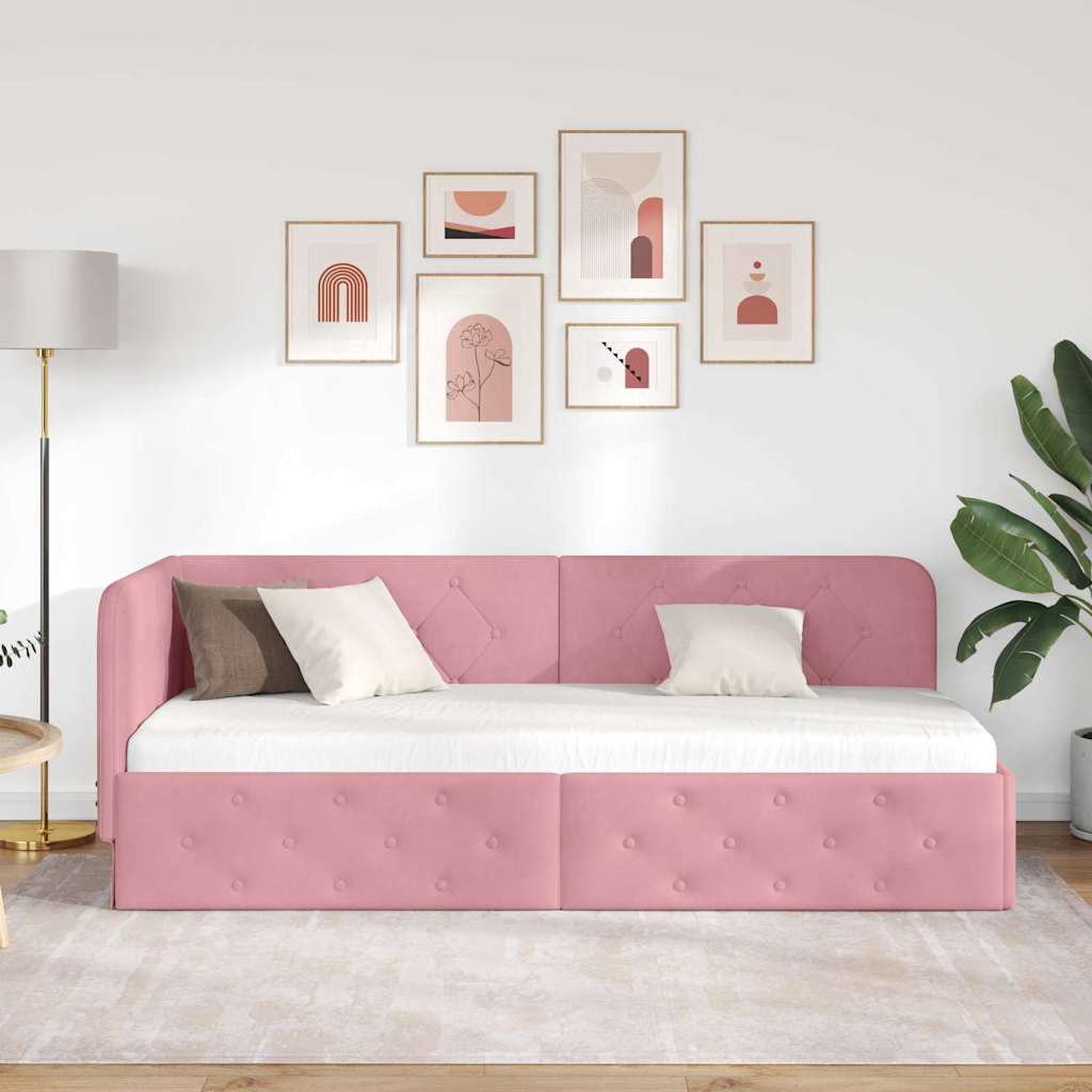 Kutni okvir kreveta Ružičasta 80 x 200 cm Baršun