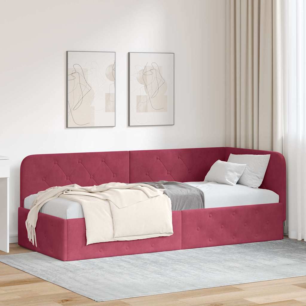 Kutni okvir kreveta Vinska crvena 80 x 200 cm Baršun