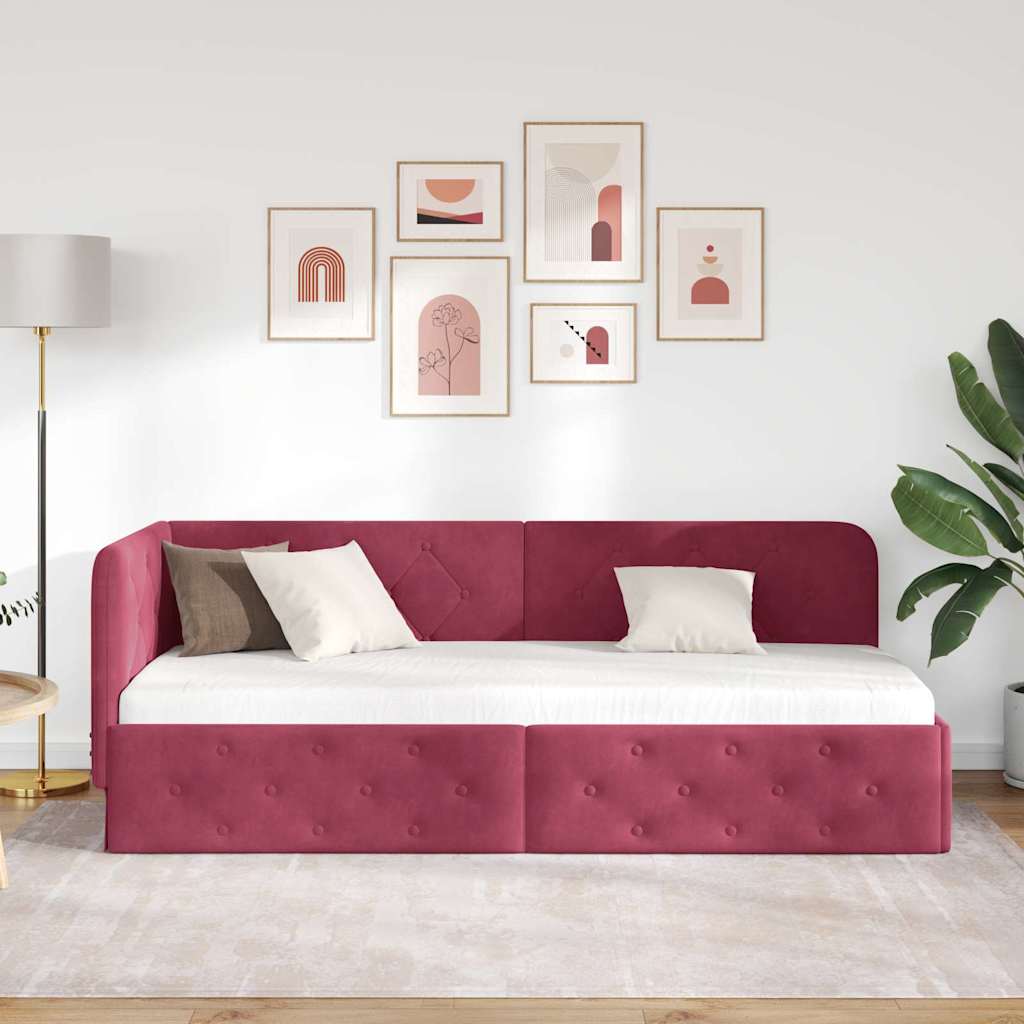 Kutni okvir kreveta Vinska crvena 80 x 200 cm Baršun