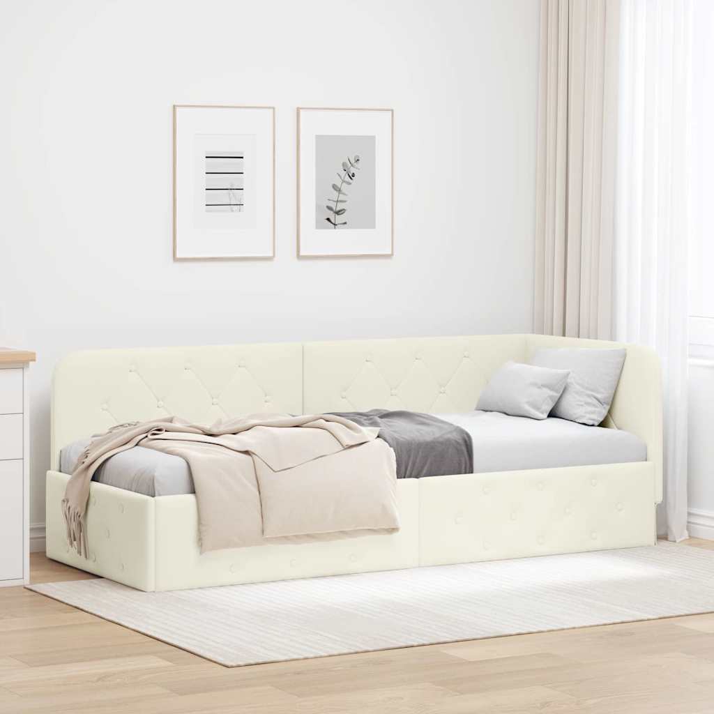 Kutni okvir kreveta Krema 80 x 200 cm Baršun