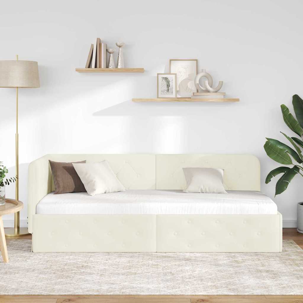 Kutni okvir kreveta Krema 80 x 200 cm Baršun