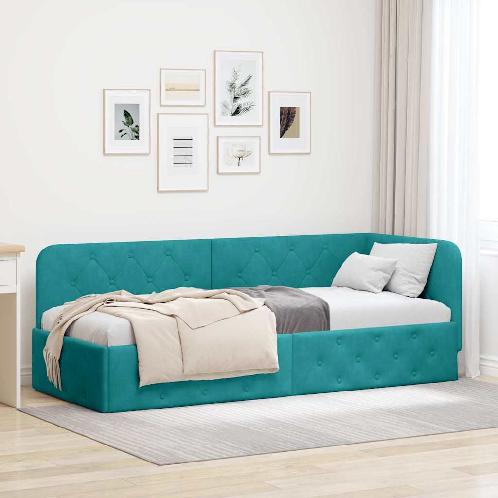Kutni okvir kreveta Tirkizna 80 x 200 cm Baršun