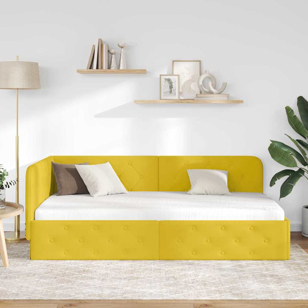 Kutni okvir kreveta Žuta 90 x 200 cm Baršun