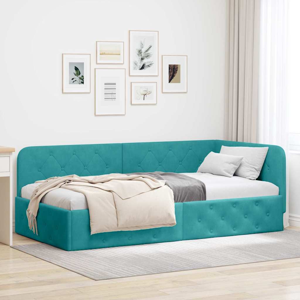 Kutni okvir kreveta Tirkizna 100 x 200 cm Baršun