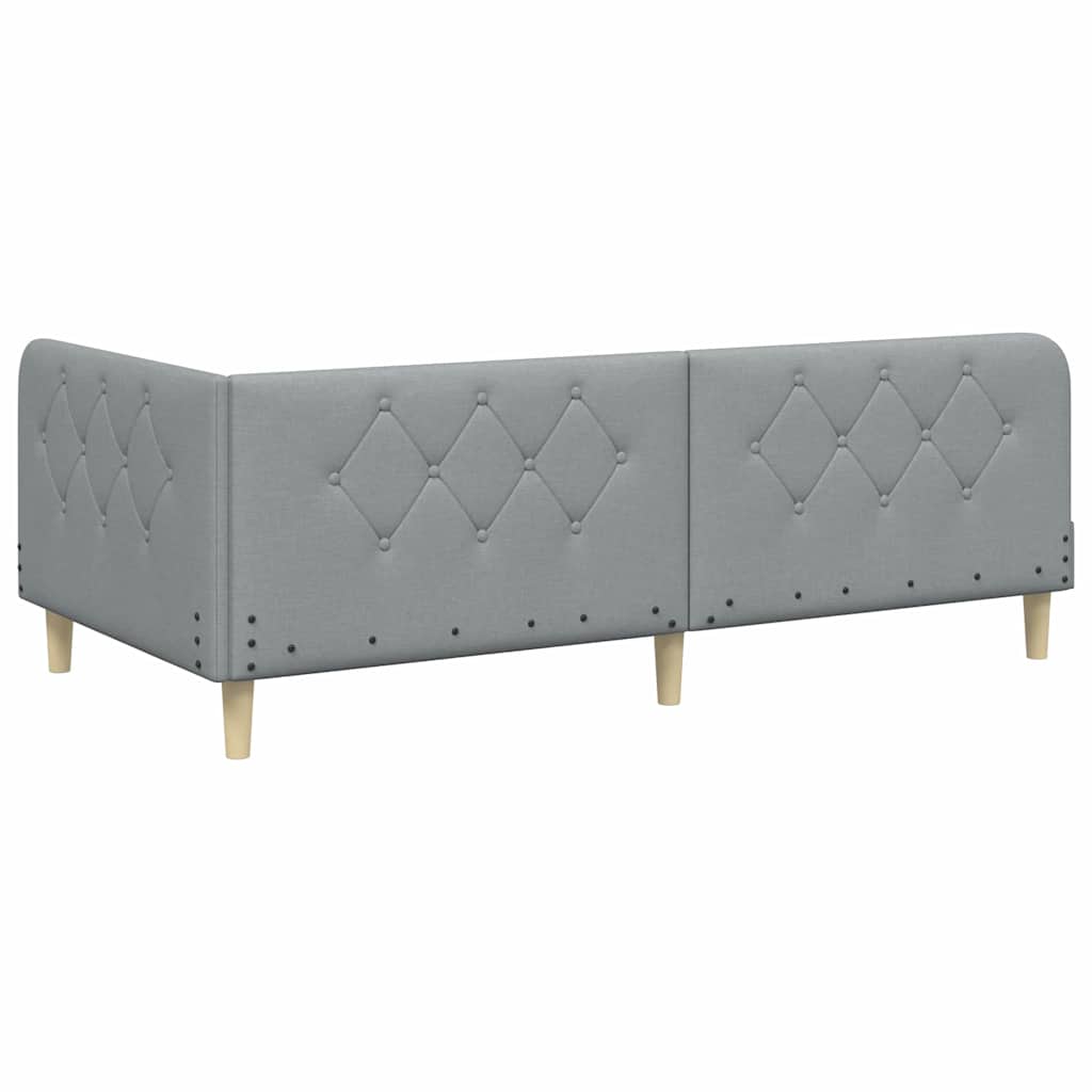 Kutni okvir kreveta Svijetlo siva 90 x 190 cm tkanina